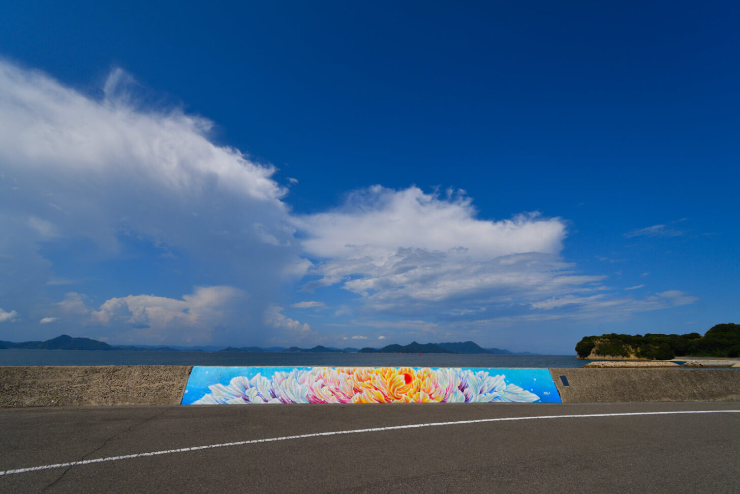 防波堤アート「天の花（そらのはな）」