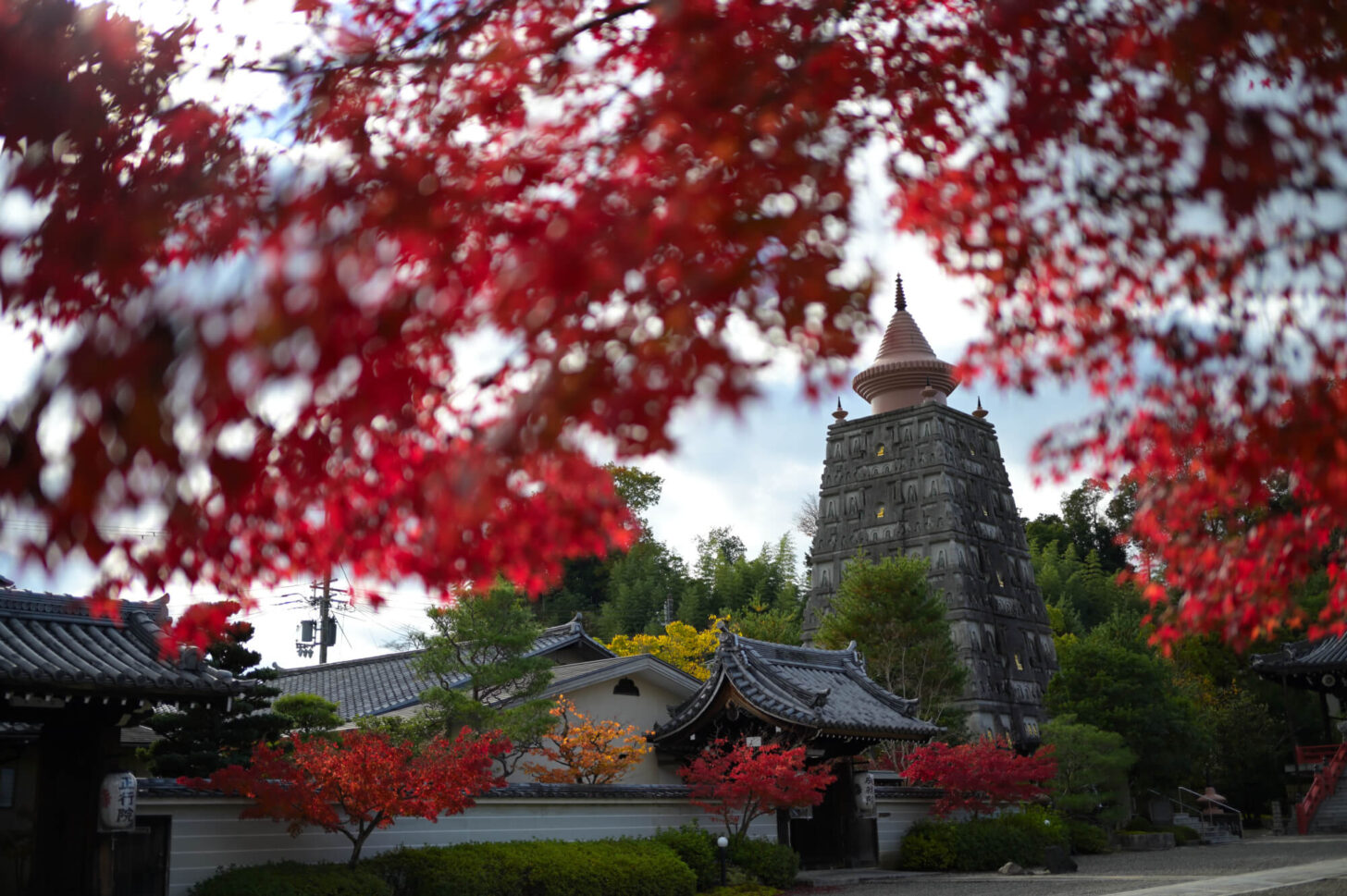 妙満寺 仏舎利大塔と紅葉