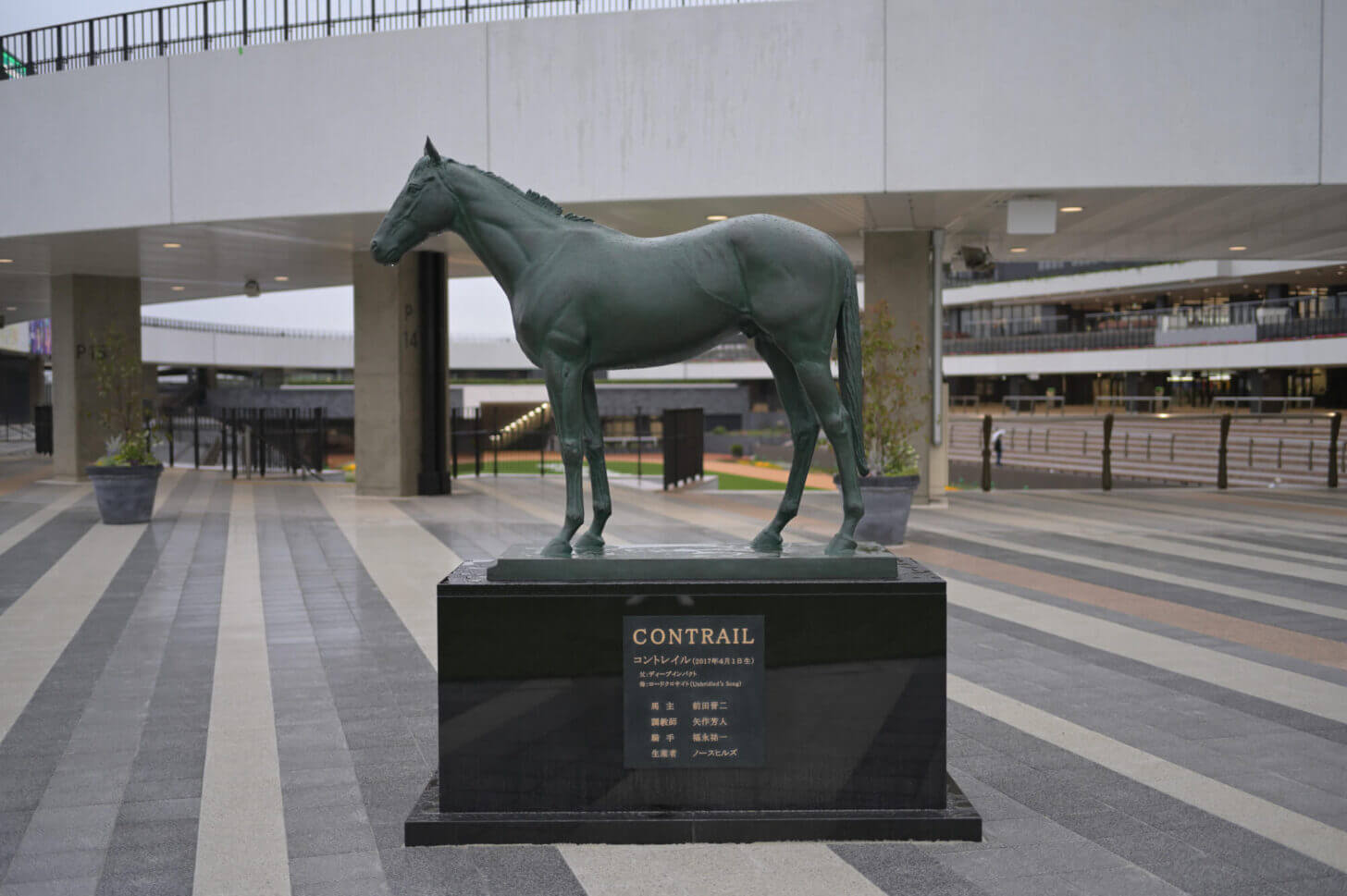 新装京都競馬場 コントレイル像