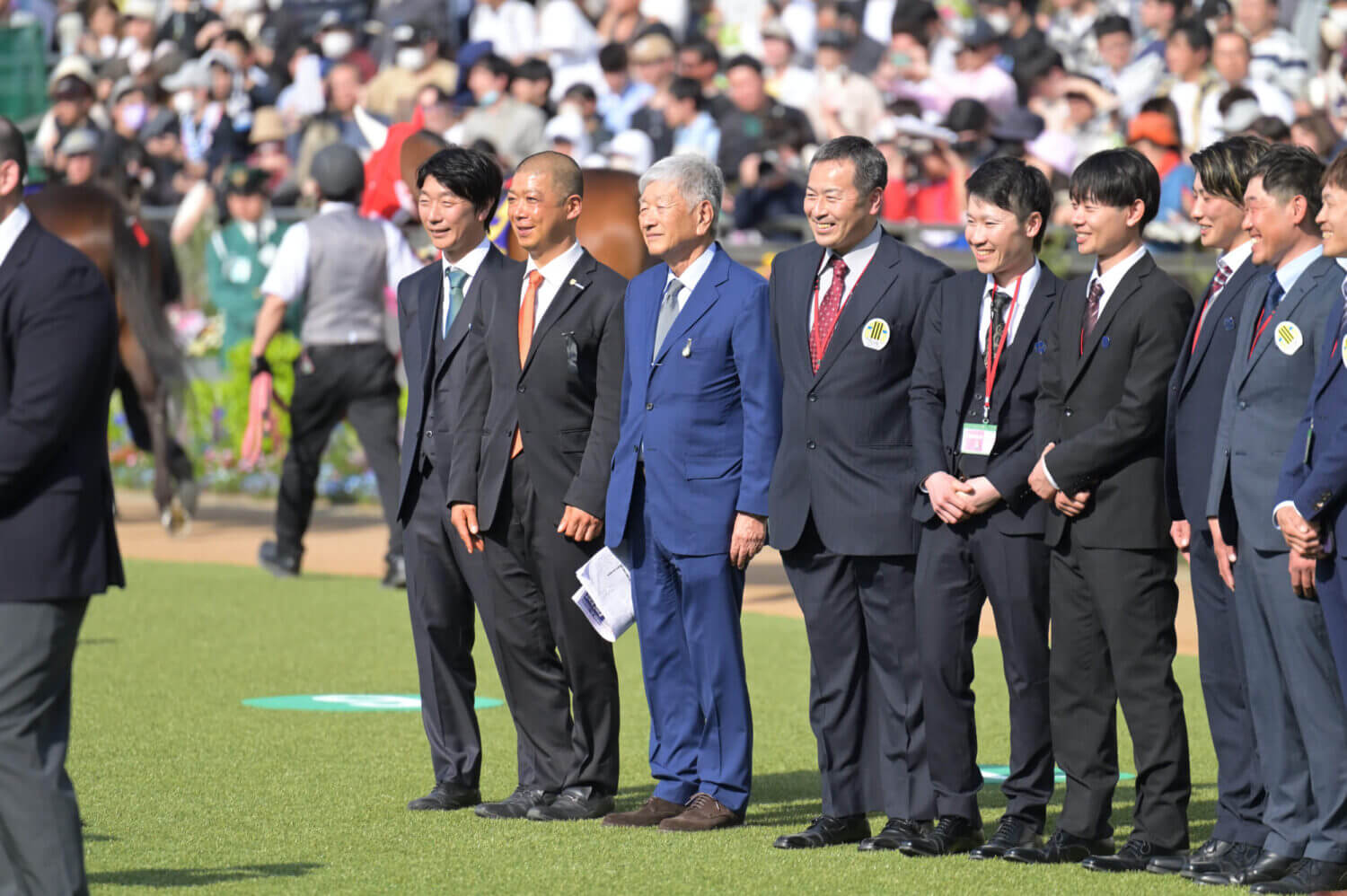 ジャンタルマンタル 皐月賞パドックでの高野先生と吉田照哉氏