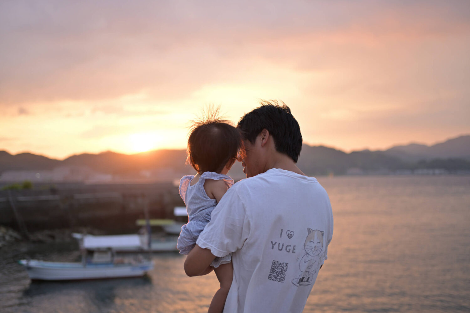 上弓削港の夏の夕焼け