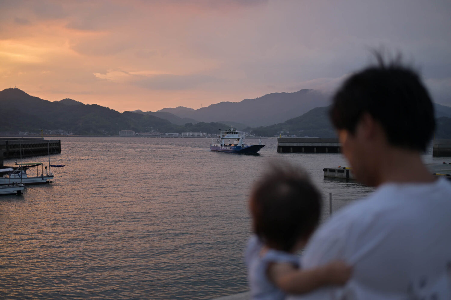 上弓削港の夏の夕焼け