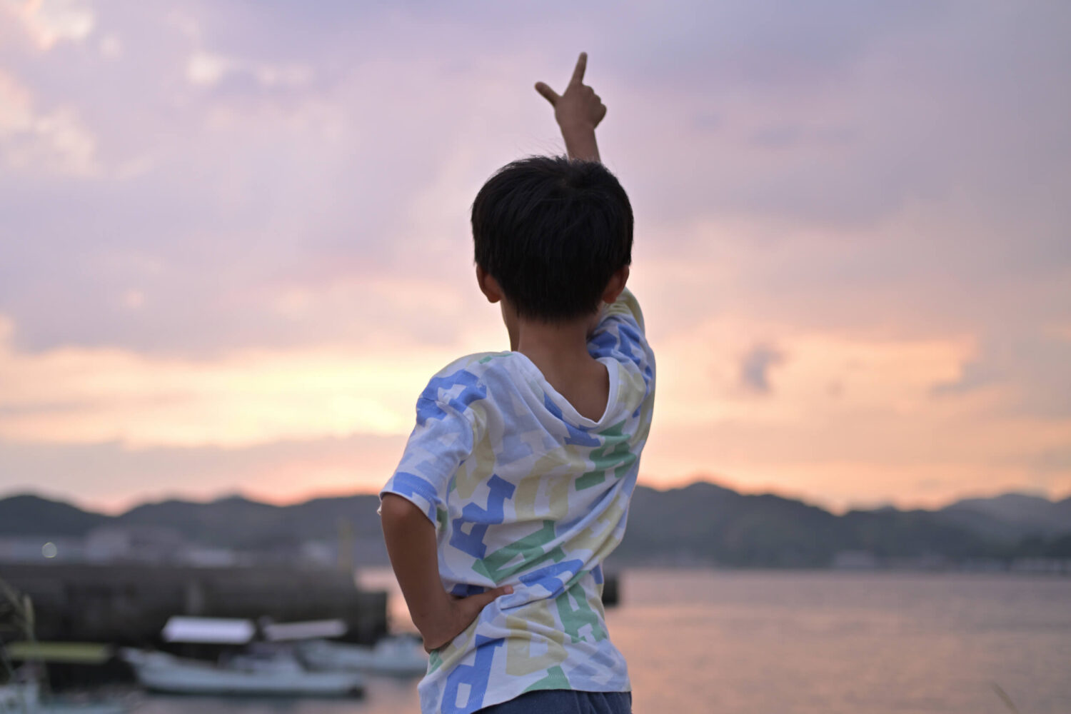 上弓削港の夏の夕焼け